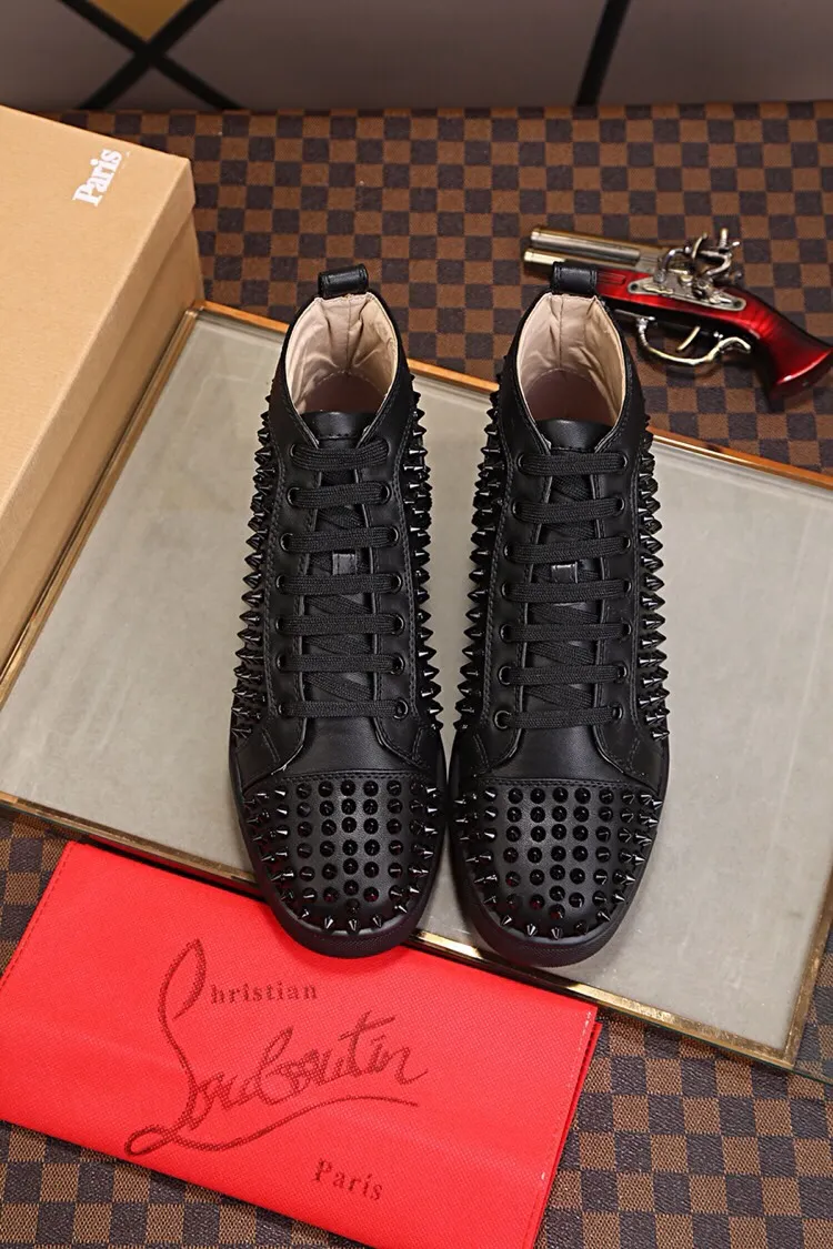 Ex-factory price 480. christian louboutin (CL red sole shoes) counter nail series, high-top casual sneakers for couples 📢 📢 📢 Exclusive hot style release 🎈🎈💪 Movable latex feet 👻 Finished outsole stitching line [satisfied] 😝Female 35-40# Male 38#-46, global supply😝 [Top version]: original imported cowhide upper, top original leather lining, original molded TPU outsole, original 1:1 detail processing, original shoe last, large quantity available from stock,